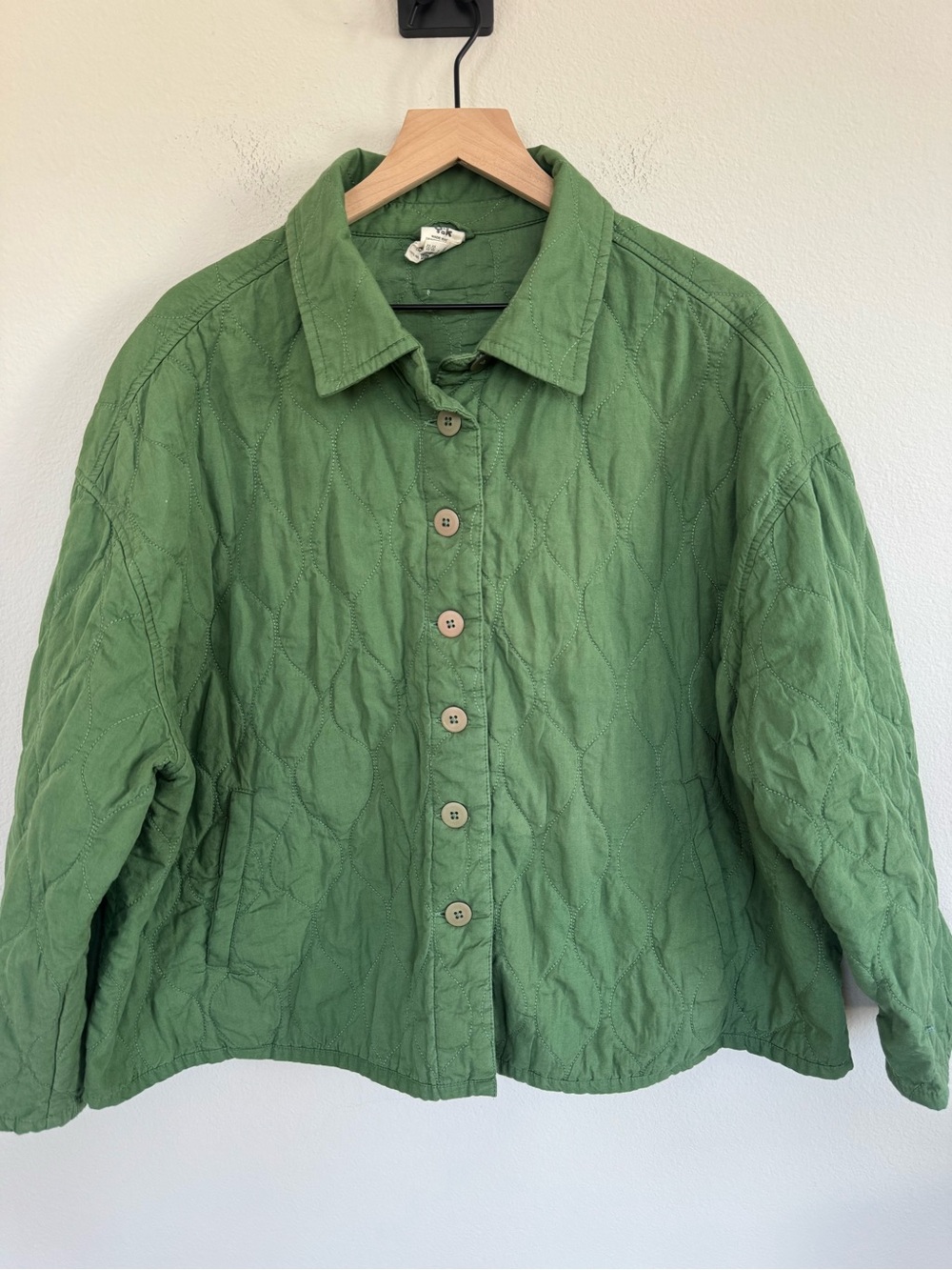 Lucy & Yak Quilted Green Cotton Jacket Button Front Pockets XL